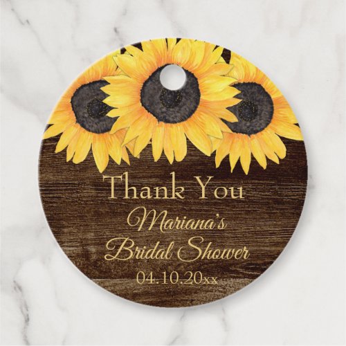 Sunflowers Bridal Shower Favor Tags