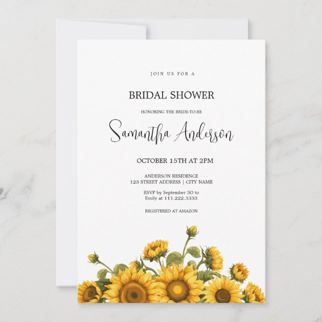 Sunflowers Bridal Shower Invitation (Front)