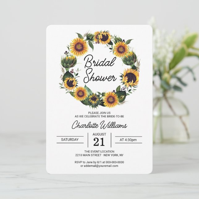 Sunflowers Bridal Shower Invitation (Standing Front)