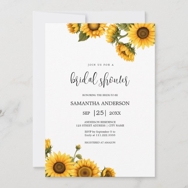 Sunflowers Bridal Shower Invitation (Front)