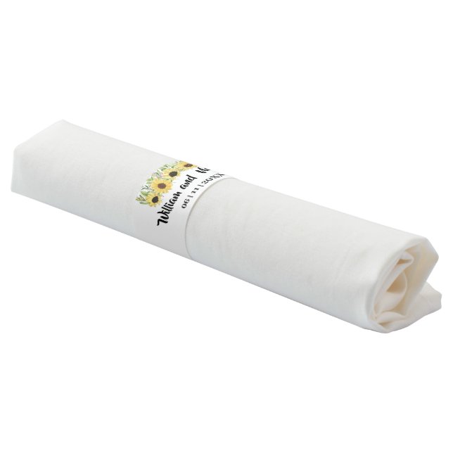 Sunflowers  Bridal Shower Wedding Reception Napkin Bands (Angled)