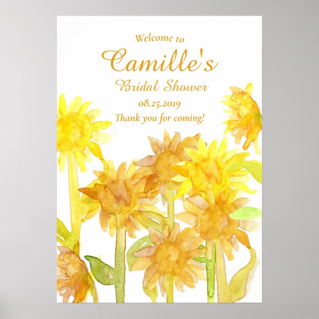 Sunflowers Bridal Shower Welcome Poster (Front)