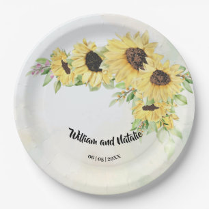 Sunflowers Bridal Wedding Reception Paper Plates