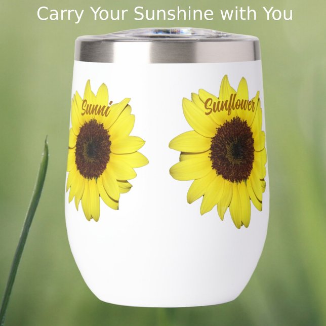 Sunflowers Bright Floral Photographic Botanical Thermal Wine Tumbler (Creator Uploaded)