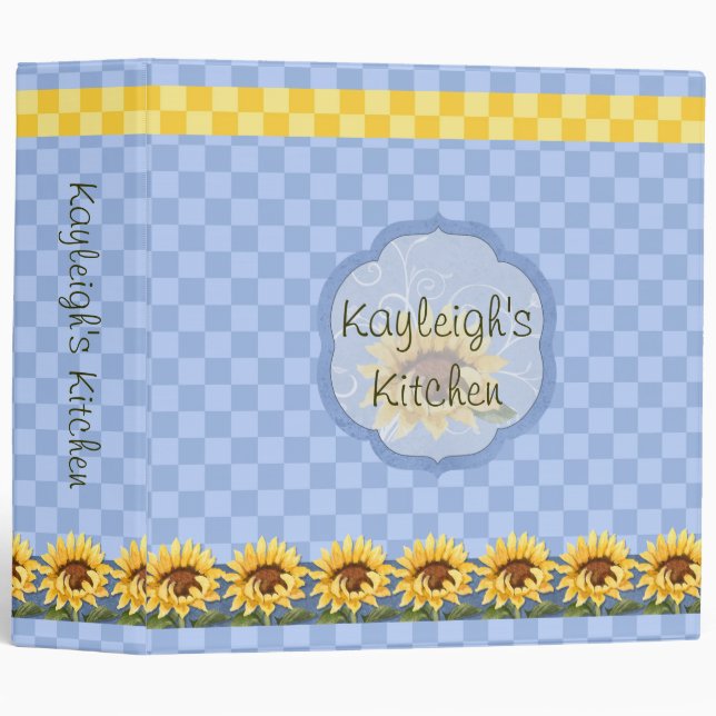 Sunflowers Bright Personalized Kitchen Binder (Front/Spine)