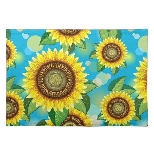 Sunflowers Bright Summer Nature Flora Cloth Placemat