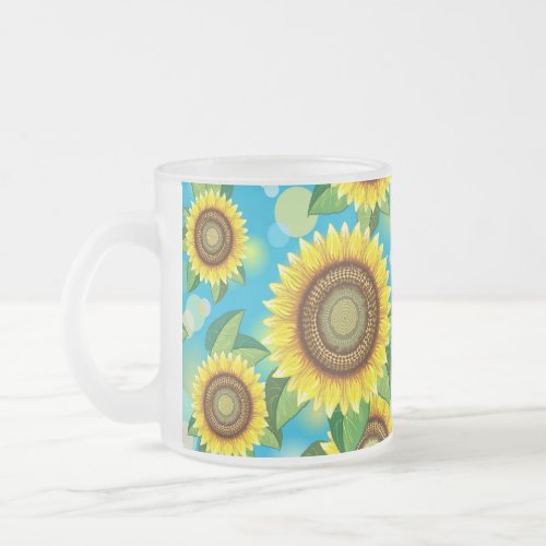 Sunflowers Bright Summer Nature Flora Frosted Glass Coffee Mug