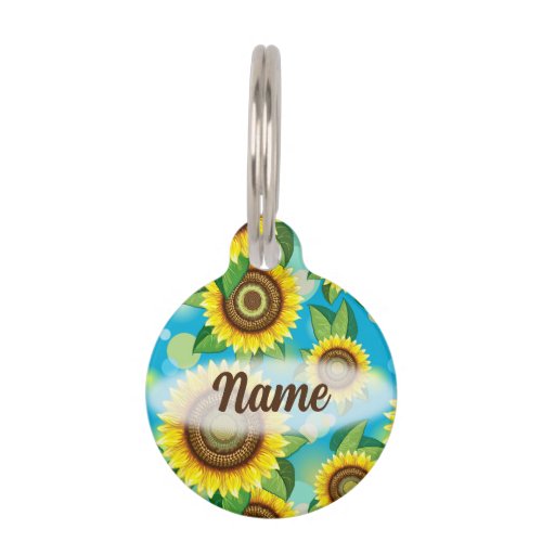 Sunflowers Bright Summer Nature Flora Pet ID Tag