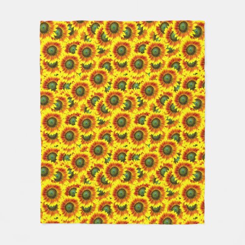 Sunflowers Bright Yellow Flower Summer Pattern Fleece Blanket