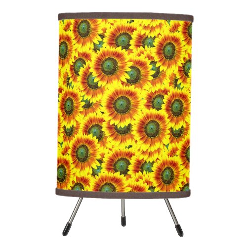 Sunflowers Bright Yellow Flower Summer Pattern Tripod Lamp