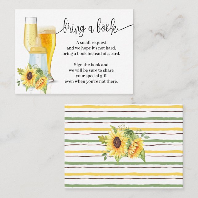 Sunflowers Bring a Book Bubbles Baby Shower Insert (Front/Back)