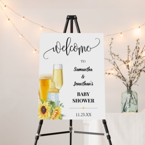 Sunflowers Bubbles  Brew Baby Shower Welcome Sign