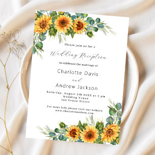 Sunflowers budget wedding reception invitation