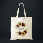 Sunflowers Burgundy Floral Greenery Personalized Tote Bag<br><div class="desc">Sunflowers Burgundy Floral Greenery Personalized Tote Bag. Wedding Bridesmaids Sunflowers Burgundy Merlot Personalized Tote Bag</div>