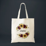 Sunflowers Burgundy Floral Greenery Personalized Tote Bag<br><div class="desc">Sunflowers Burgundy Floral Greenery Personalized Tote Bag. Wedding Bridesmaids Sunflowers Burgundy Merlot Personalized Tote Bag</div>