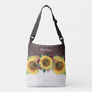 One Handle Hobo Bag - Sunflower on Wood