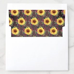 Sunflowers Burgundy Floral Wood Wedding Envelope Liner