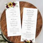 Sunflowers Burgundy Red Floral Rustic Wedding Program<br><div class="desc">Sunflowers Burgundy Floral Rustic Wedding Program. Floral Merlot Red Burgundy Wedding Order of Service</div>