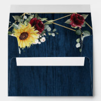 Sunflowers Burgundy Roses Navy Geometric Wedding