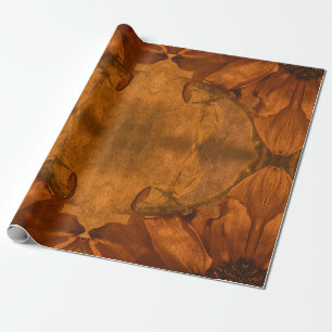Sunflowers Burnt Orange Autumn Vintage Floral Wrapping Paper