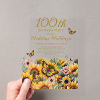 Sunflowers Butterflies 100th Birthday Party