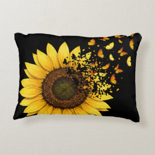 Sunflowers Butterflies Accent Pillow