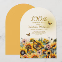Sunflowers Butterflies Arch 100th Birthday Party
