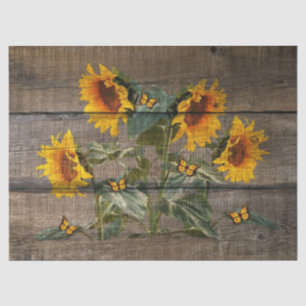 Sunflowers Butterflies Barn Board Tissue Paper
