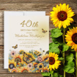 Sunflowers Butterflies Women's 40th Birthday Party Invitation<br><div class="desc">Elegant sunflowers and butterflies women's 40th birthday party invitation.  Contact me for assistance with your customizations or to request additional matching or coordinating Zazzle products for your party.</div>
