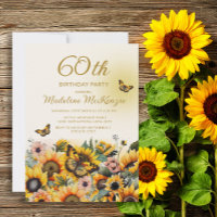 Sunflowers Butterflies Women's 60th Birthday Party