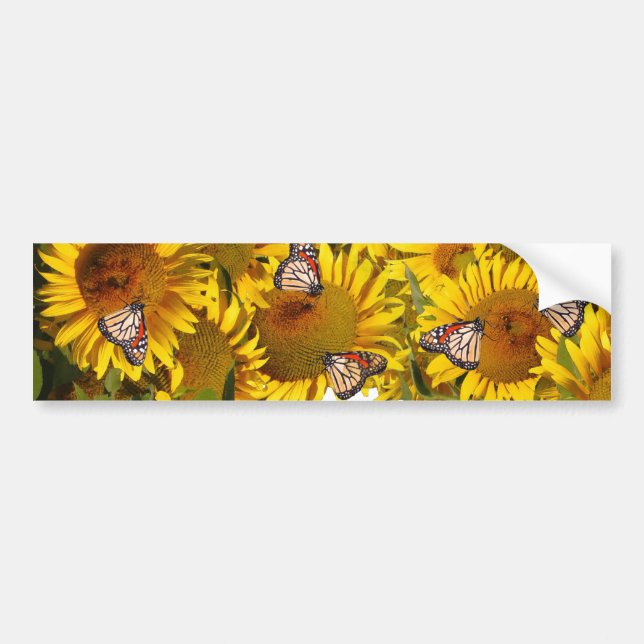 Sunflowers Butterfly Flowers Floral Bumper Sticker (Front)