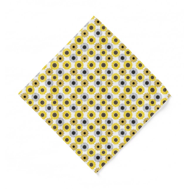 Sunflowers bx4 White BG Bandana (Front)