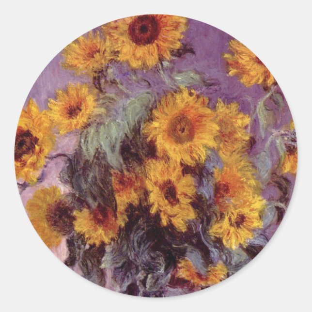 Sunflowers by Claude Monet Classic Round Sticker (Front)