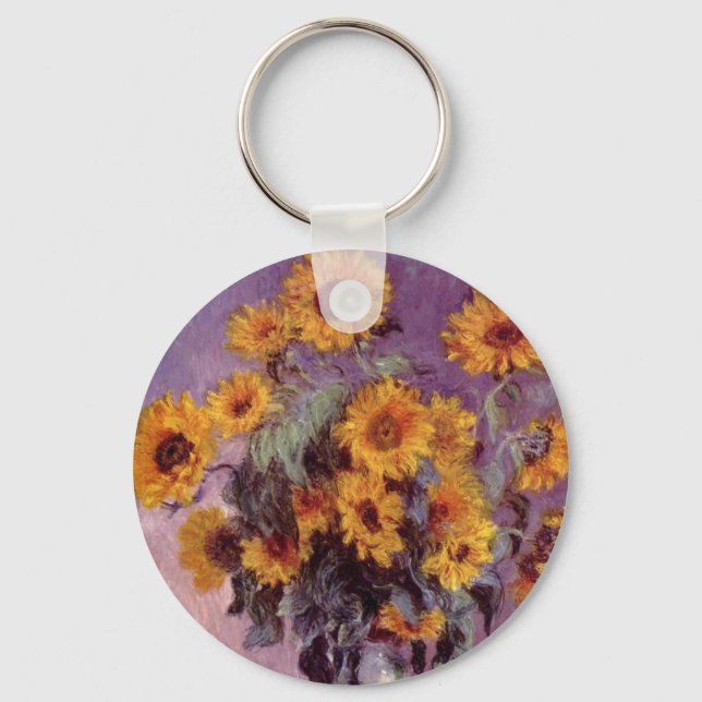 Sunflowers by Claude Monet Keychain (Front)