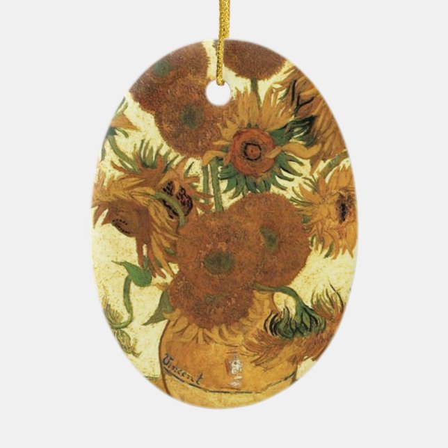 Sunflowers by Van Gogh Ceramic Ornament (Front)