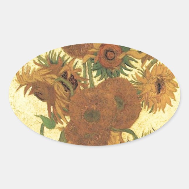 Sunflowers by Van Gogh Oval Sticker (Front)