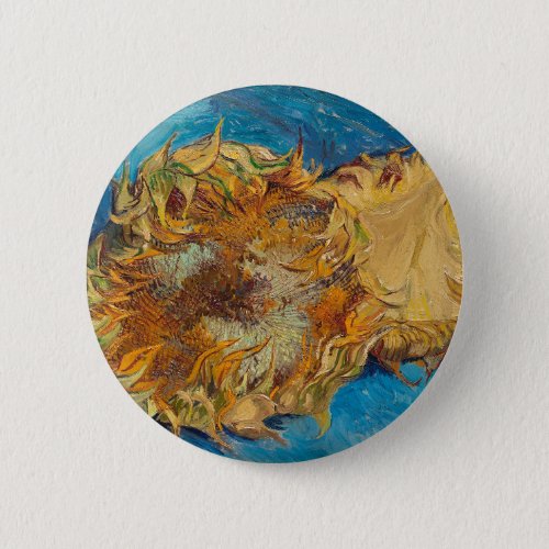 Sunflowers by Van Gogh Painting Art Button