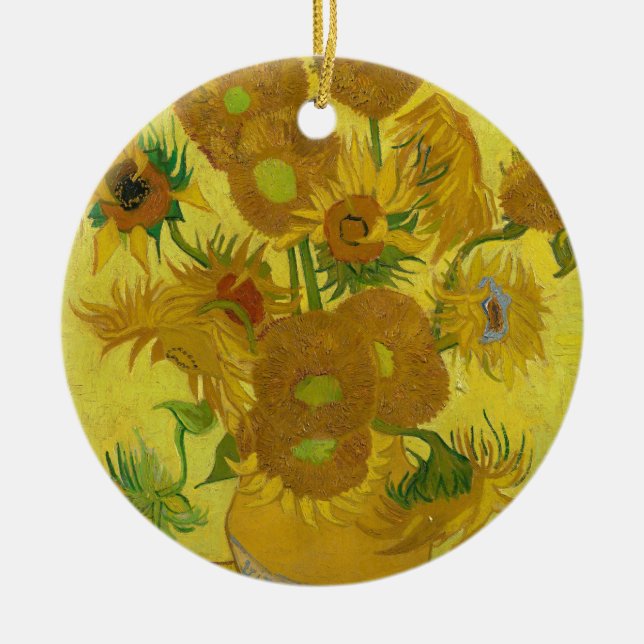 Sunflowers by Van Gogh Painting Art Ceramic Ornament (Front)