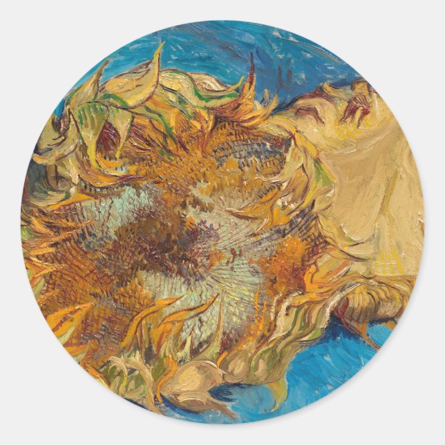 Sunflowers by Van Gogh Painting Art Classic Round Sticker (Front)