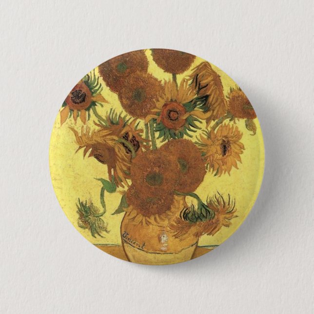 Sunflowers by Van Gogh Pinback Button (Front)