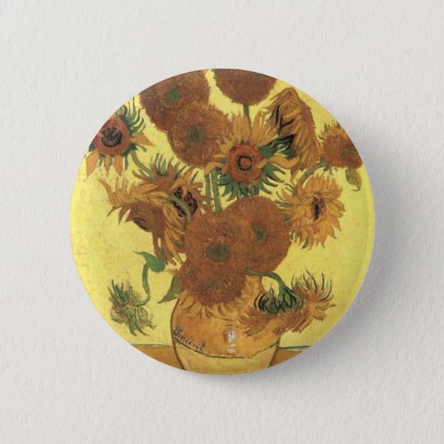 Sunflowers by Van Gogh Pinback Button