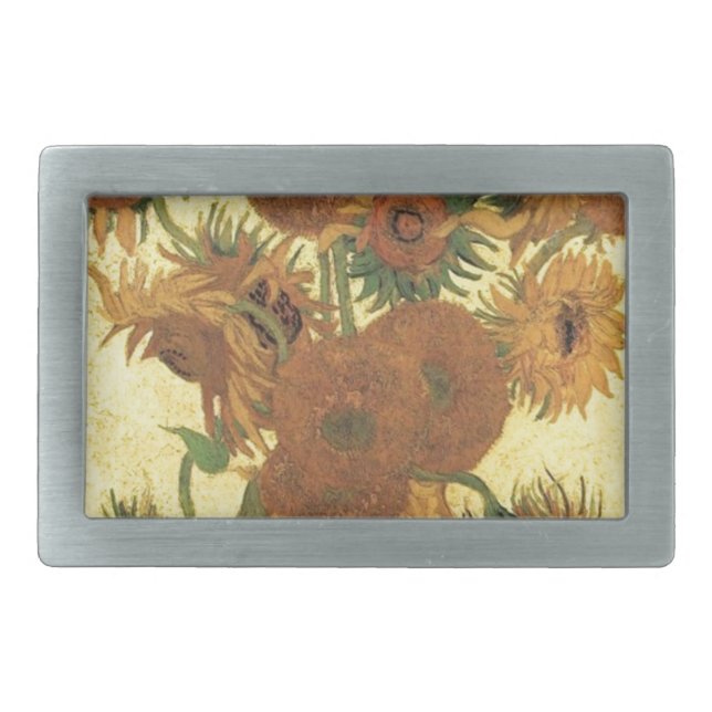 Sunflowers by Van Gogh Rectangular Belt Buckle (Front)