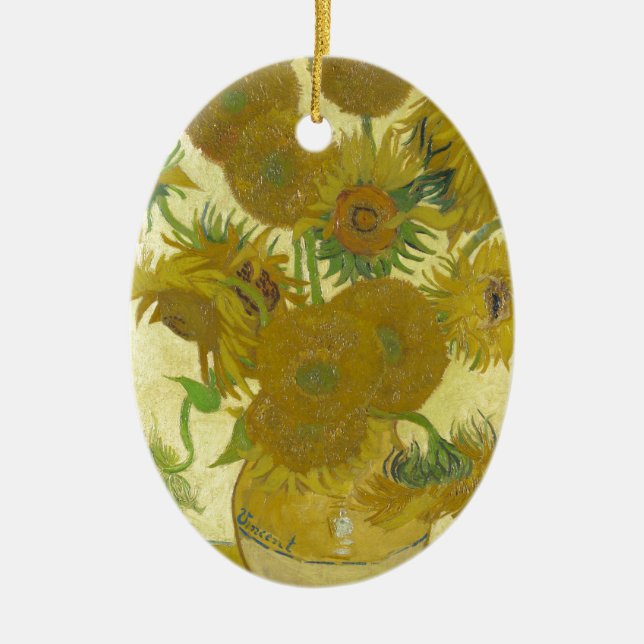 Sunflowers By Vincent Van Gogh Ceramic Ornament (Front)