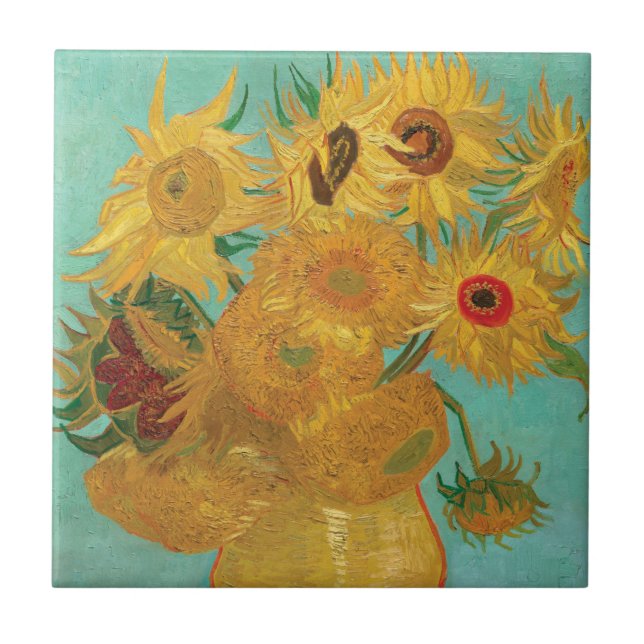 Sunflowers by Vincent Van Gogh  Ceramic Tile (Front)