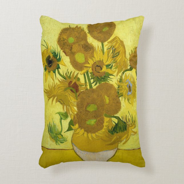 Sunflowers by Vincent Van Gogh Decorative Pillow (Front(Vertical))