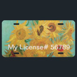 Sunflowers by Vincent Van Gogh License Plate<br><div class="desc">Sunflowers by Vincent Van Gogh. 
Please visit my store for more interesting design and more color choice => zazzle.com/colorfulworld*</div>