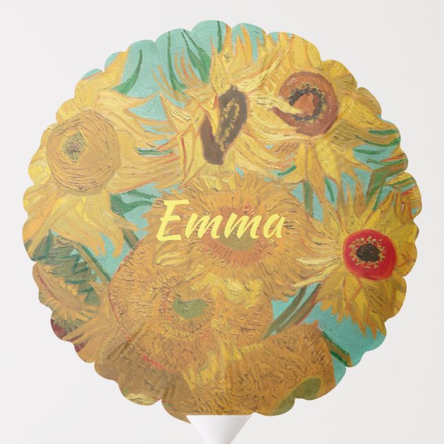 Sunflowers by Vincent Van Gogh (personalized name) Balloon (Back)