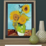 Sunflowers by Vincent Van Gogh Poster<br><div class="desc">The initial versions,  August 1888.The first version of Sunflowers: Turquoise background by Vincent van Gogh.</div>