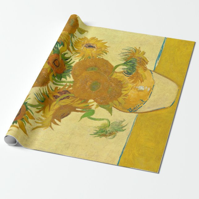 Sunflowers by Vincent Van Gogh Wrapping Paper (Unrolled)