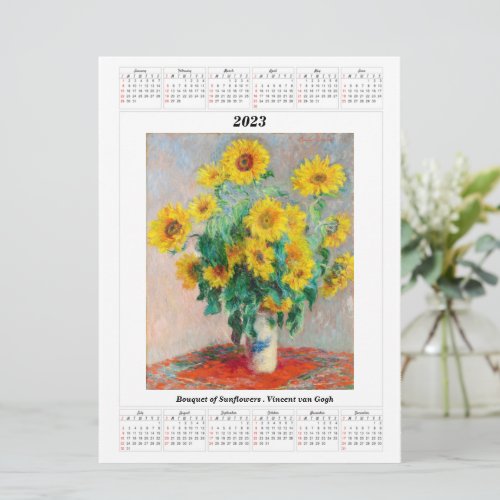 Sunflowers Calendar for 2023 Vincent van Gogh